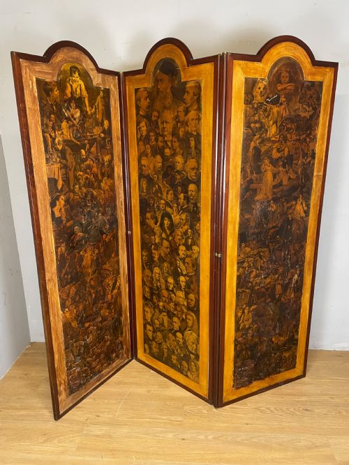 COUNTRY HOUSE THREE PANEL DECOUPAGE SCREEN