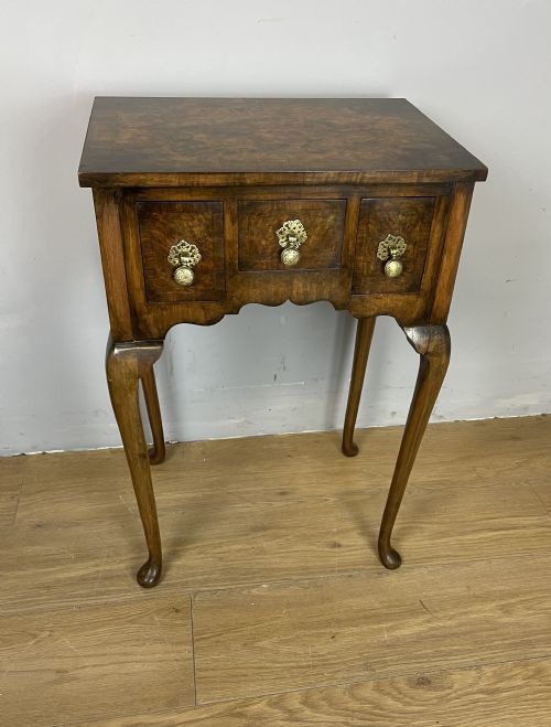 Small Georgian Style Burr Walnut Lowboy Circa 1920