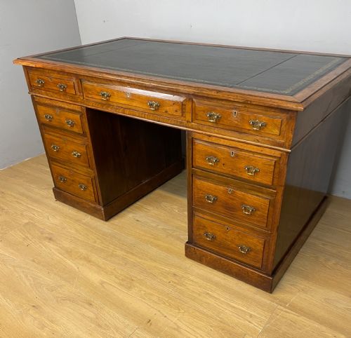 C19th Walnut Partners Desk with Inset Leather Top