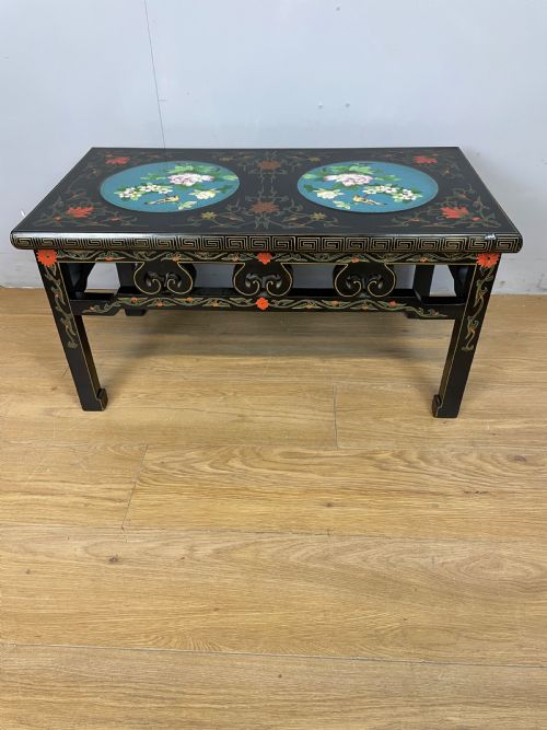 Early C20th Chinoiserie Coffee Table with Cloisonné Panels