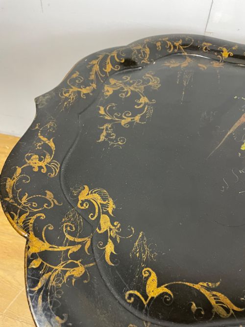 C19TH PAPIERMCH TRAY ON AN IRON STAND - ADDITIONAL PHOTO 6