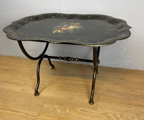C19TH PAPIERMCH TRAY ON AN IRON STAND - ADDITIONAL PHOTO 9