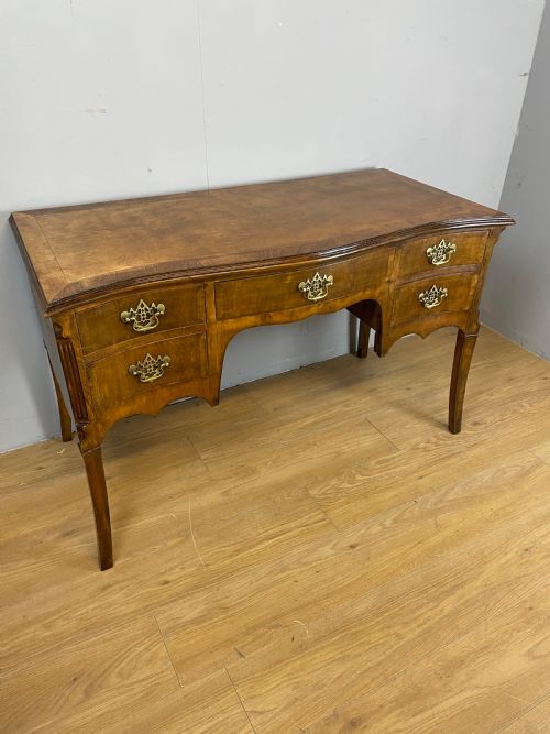 Edwardian Serpentine Front Walnut Writing Desk