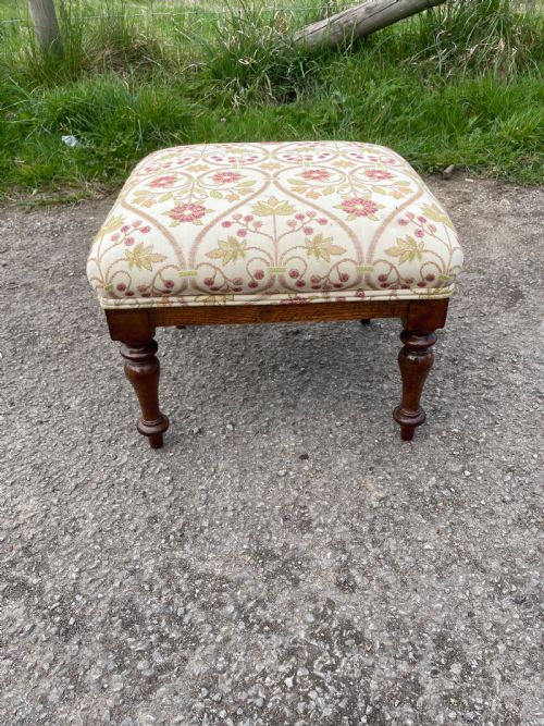 C19th Mahogany Footstool on Turned Legs