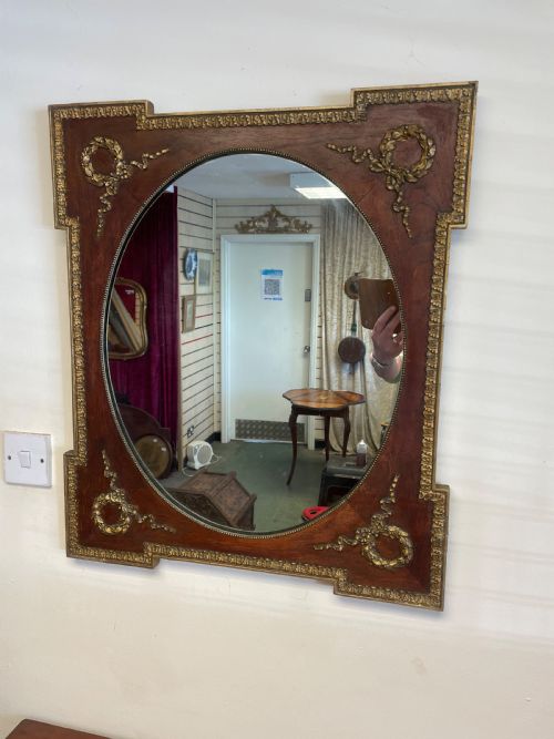 C19th Walnut and Gilt Wall Mirror