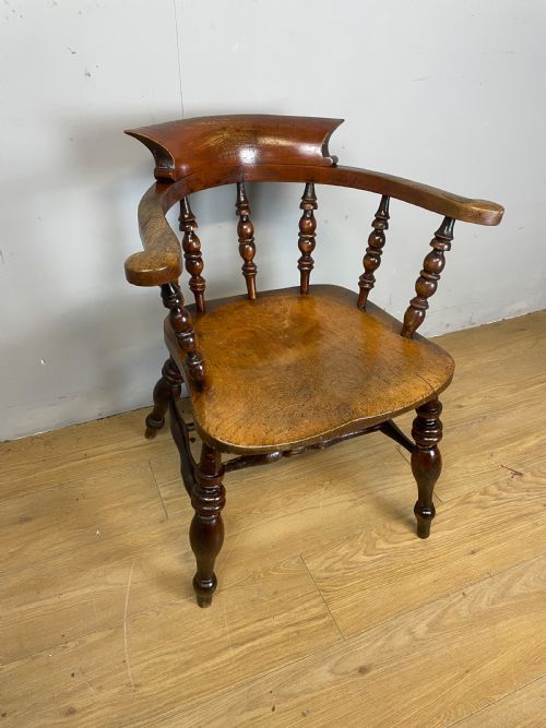 C19th Ash and Elm Smokers Bow Armchair