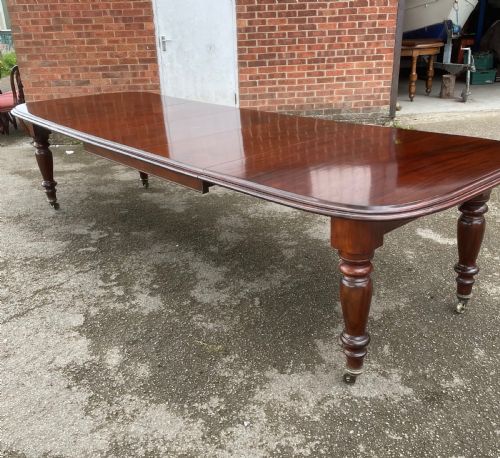 C19th Large Solid Mahogany 12 Seater Extending Dining Table
