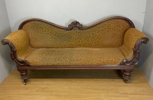 C19th Mahogany Scroll End Sofa for Reupholstery