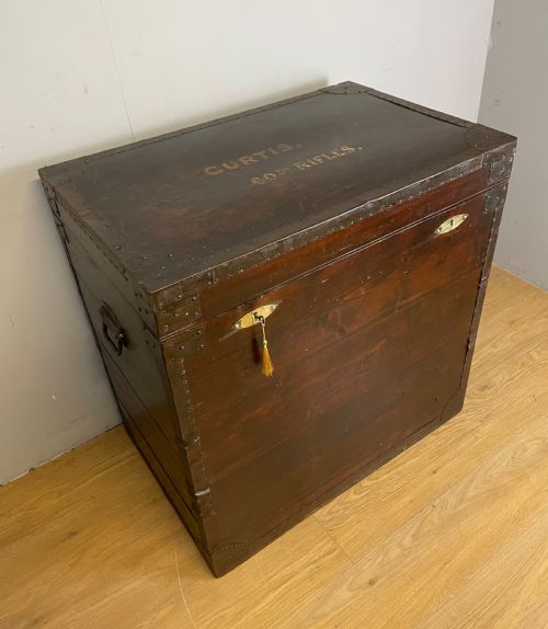 Large C19th Metal Bound Military Trunk. London Maker Curtis 60th Rifles