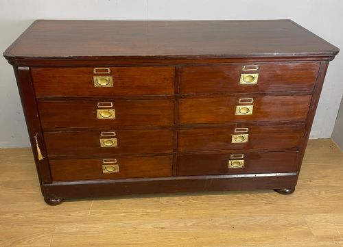 C19th  Mahogany Eight Drawer Wellington Library Chest with Provenance