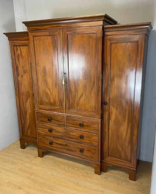 Georgian Country House Flame Mahogany Four Door  Wardrobe