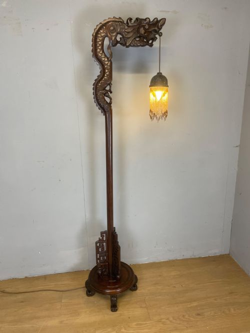 Chinese Carved Rosewood Dragon Light Great Quality