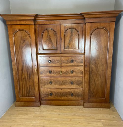 C19th Country House Flame Mahogany Four Door Wardrobe