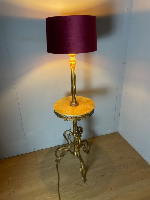 Brass and Onyx Rococo Standard Lamp