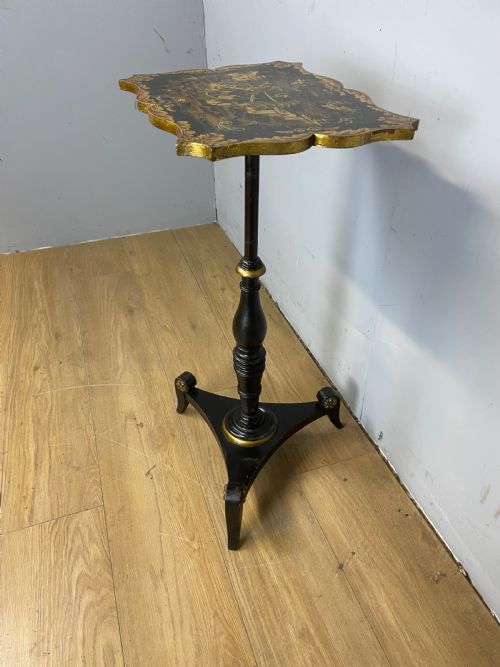 C19TH CHINOISERIE WINE TABLE WITH EBONISED TRIPARTITE BASE - ADDITIONAL PHOTO 6