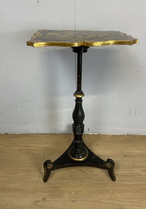 C19TH CHINOISERIE WINE TABLE WITH EBONISED TRIPARTITE BASE - ADDITIONAL PHOTO 7