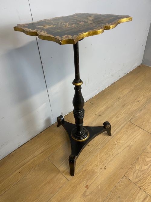 C19TH CHINOISERIE WINE TABLE WITH EBONISED TRIPARTITE BASE - ADDITIONAL PHOTO 10