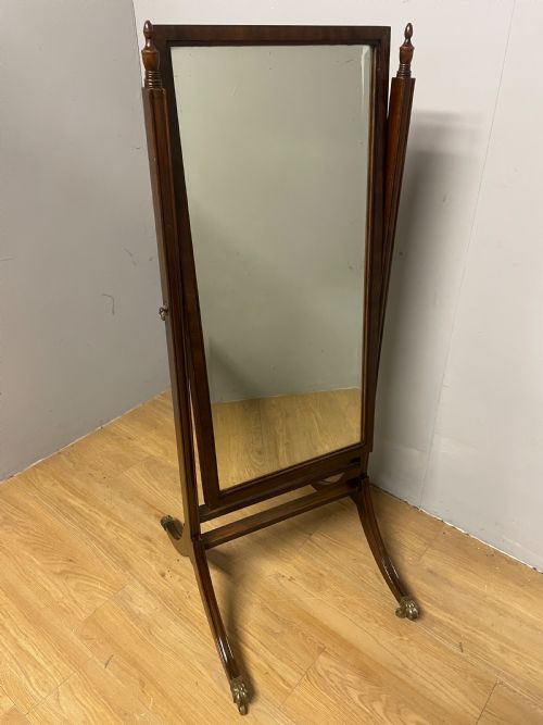 Edwardian Mahogany Compact Cheval Mirror