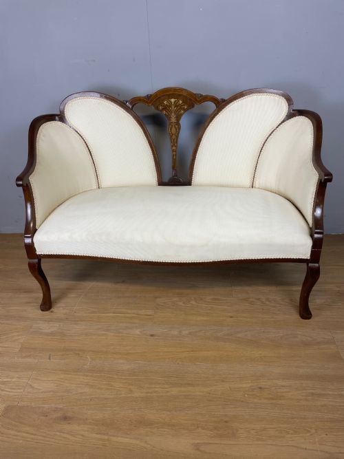 Antique Two Seater Inlaid Mahogany Sofa