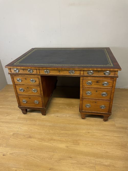 Antique C19th Mahogany Twin Pedestal Partners Desk