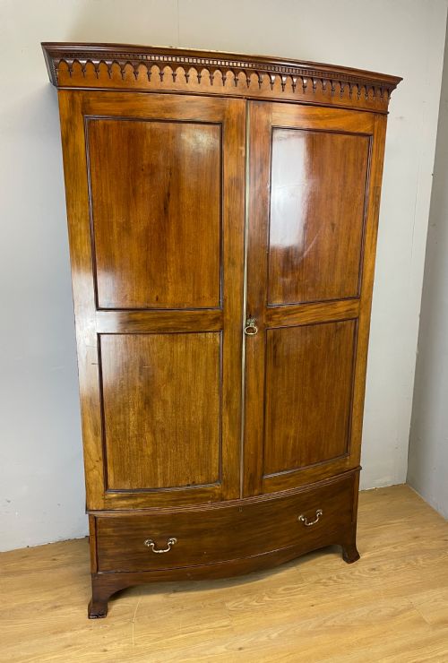 Antique C19th Mahogany Bow Front Wardrobe