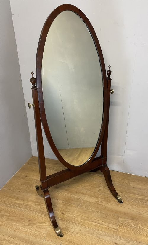 C19th Mahogany Cheval Mirror