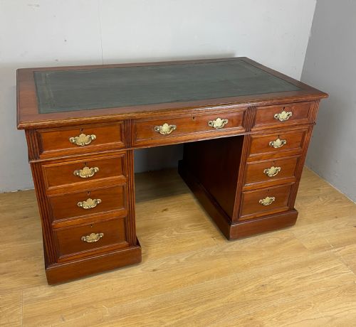 C19th Three Part Walnut Desk with Inset Leather Top