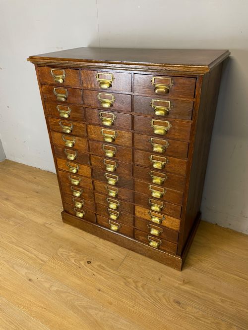 Edwardian Cabinet of 33 Oak Filing Drawers