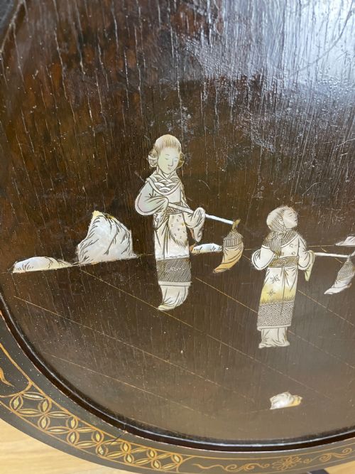 EDWARDIAN CHINESE BLACK LACQUER TRIPOD TABLE - ADDITIONAL PHOTO 2