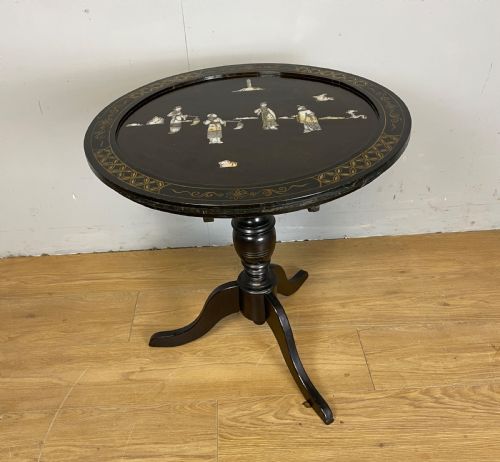 EDWARDIAN CHINESE BLACK LACQUER TRIPOD TABLE - ADDITIONAL PHOTO 7