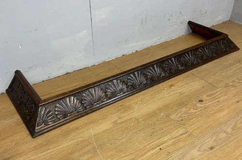 Arts and Crafts Carved Oak Fire Curb / Fender