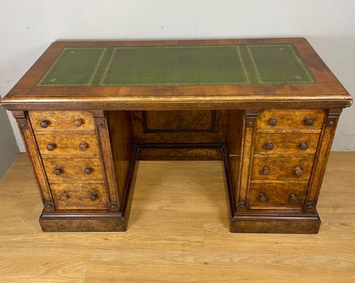 C19th Burr Walnut Twin Pedestal Desk