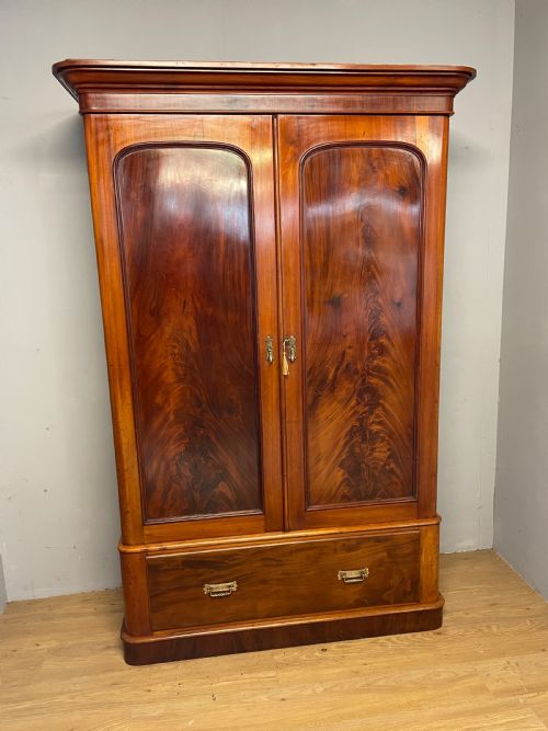C19th Country House Flame Mahogany Two Door Double Wardrobe