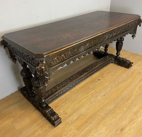 C19th Jacobean Style Carved Oak Centre Table