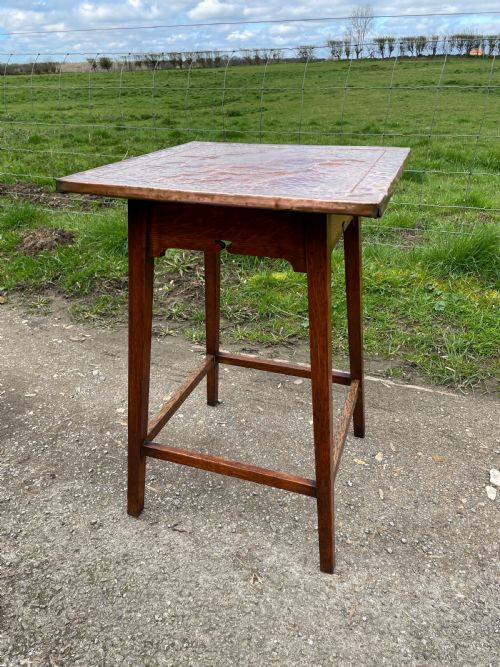 Arts and Crafts Oak Table with Copper Top