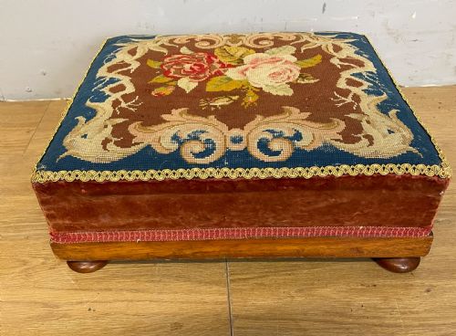 Victorian Needlepoint Foot Stool