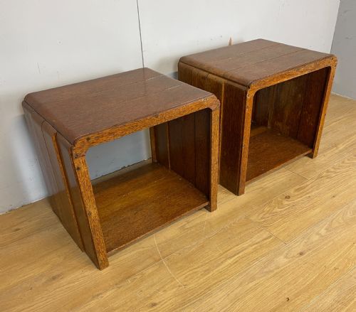 Art Deco Pair of Palm Wood Lamp Tables