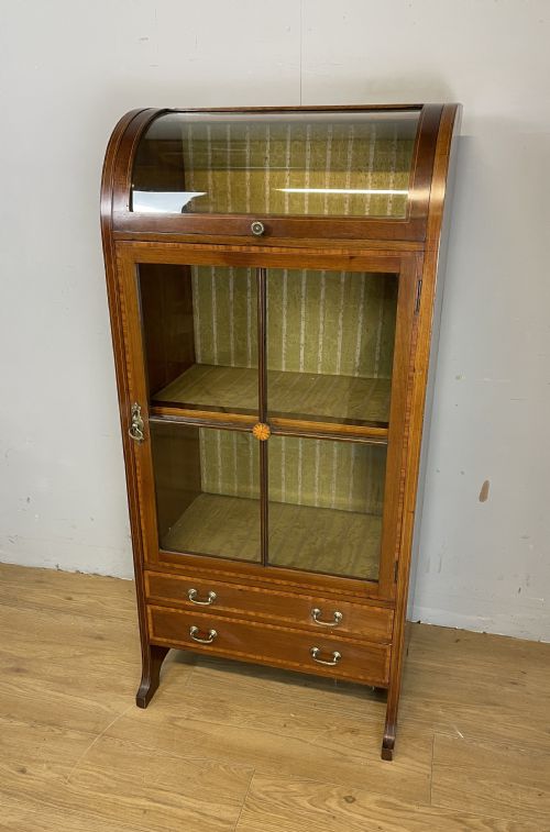 Sheraton Revival Inlaid Mahogany Display Cabinet