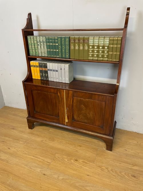 C19TH FLAME MAHOGANY WATERFALL FREESTANDING BOOKCASE
