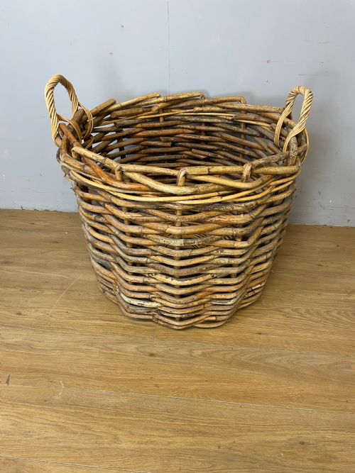 Country House Oversize Wicker Log Basket Circa 1920