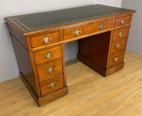 C19th Walnut Three Part Desk with Inset Leather Top