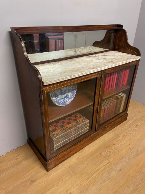 Regency Rosewood Brass Inlaid Marble Topped Bookcase Circa 1820