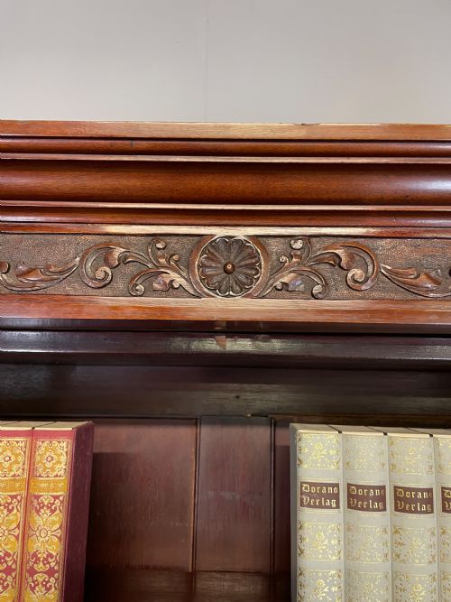 LATE C19TH SOLID WALNUT ARTS AND CRAFTS BOOKCASE OVER CUPBOARD - ADDITIONAL PHOTO 10