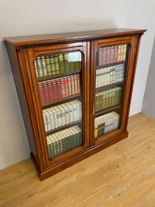 Arts and Crafts Walnut Freestanding Glazed Bookcase