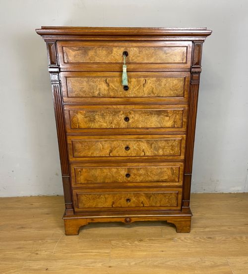 Nineteenth Century Walnut Continental Six Height Chest of Drawers