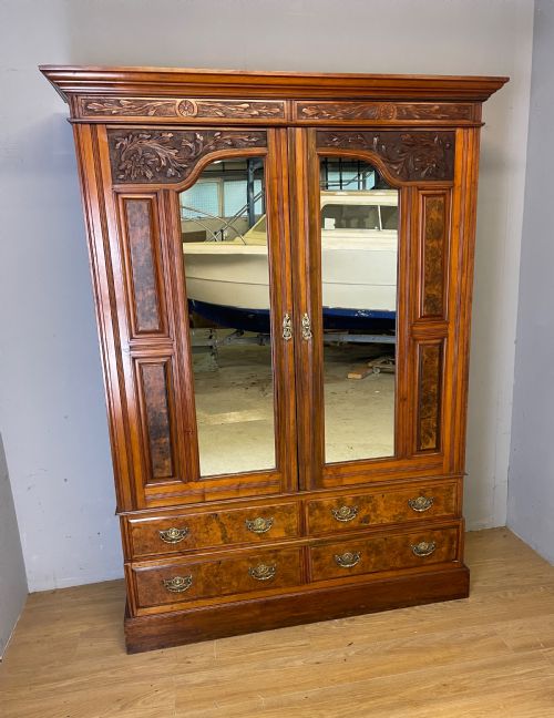 Arts and Crafts Walnut Double Wardrobe Circa 1890