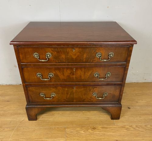 Small Edwardian Three Height Flame Mahogany Chest of Drawers
