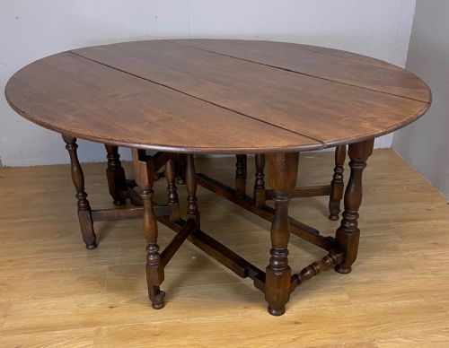 C19th  Large Oak 8 Seater Gate Leg Dining Table