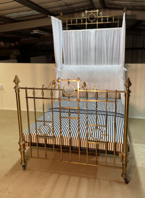 Victorian Brass Half Tester Double Bed Circa 1880
