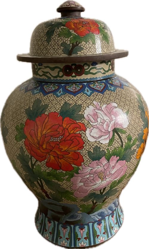 LARGE CLOISONN VASE AND COVER CIRCA 1910 - ADDITIONAL PHOTO 1